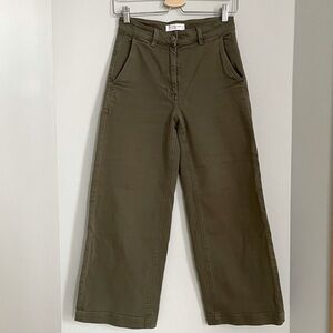Everlane olive green cropped ankle length wide-leg pants size 2
